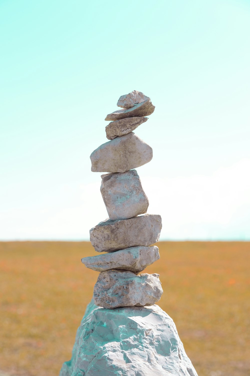 gray and brown stone stack