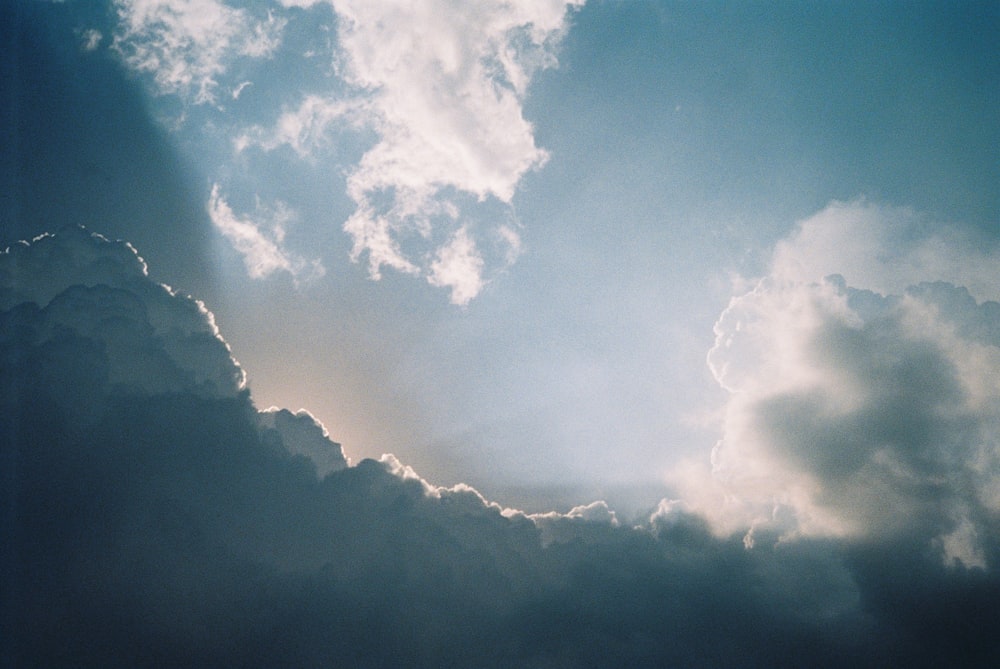 white clouds on blue sky