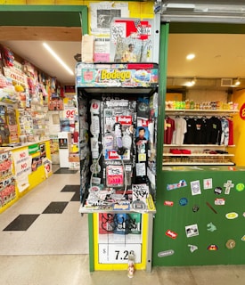 A vibrant vending machine stocked with authentic Mexican snacks, set against a colorful Houston street mural.