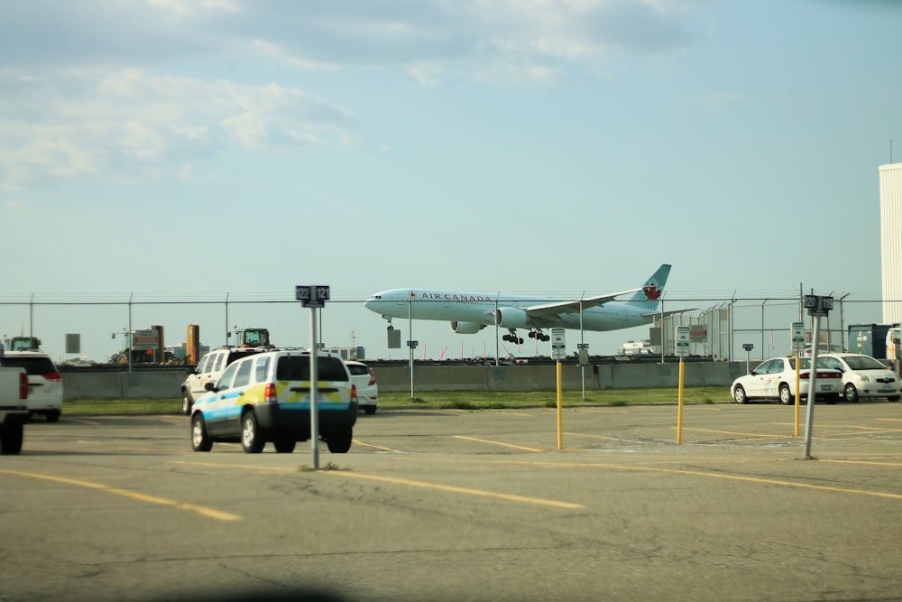 a plane taking off from an airport runway