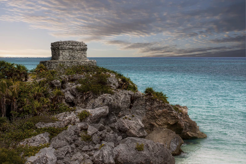 Tulum ruins above the sea