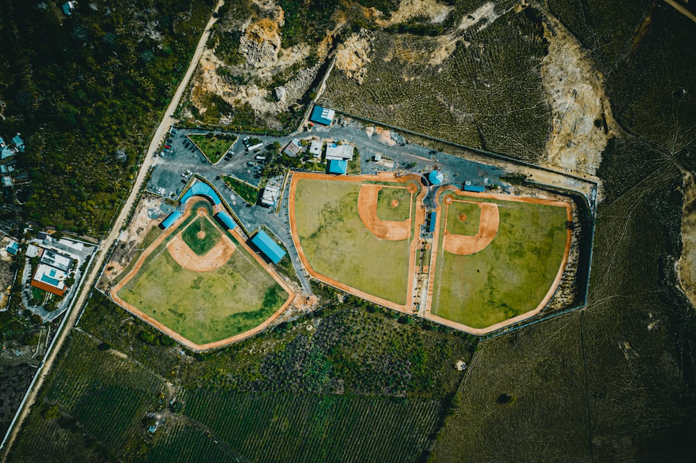 aerial view of green field