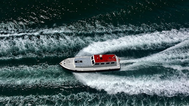 white and red boat on sea during daytime