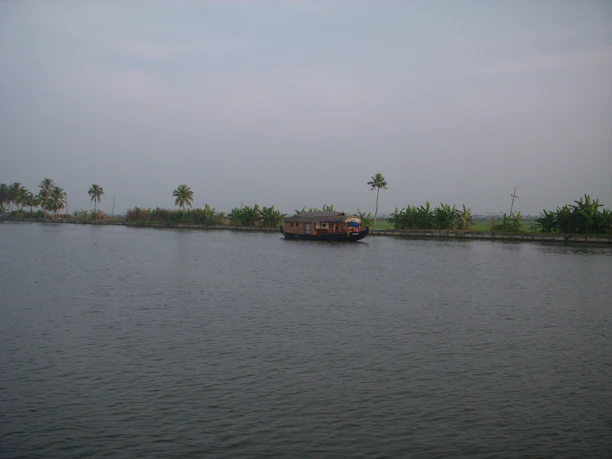 A serene Kerala home surrounded by lush greenery at dawn, symbolizing heritage.