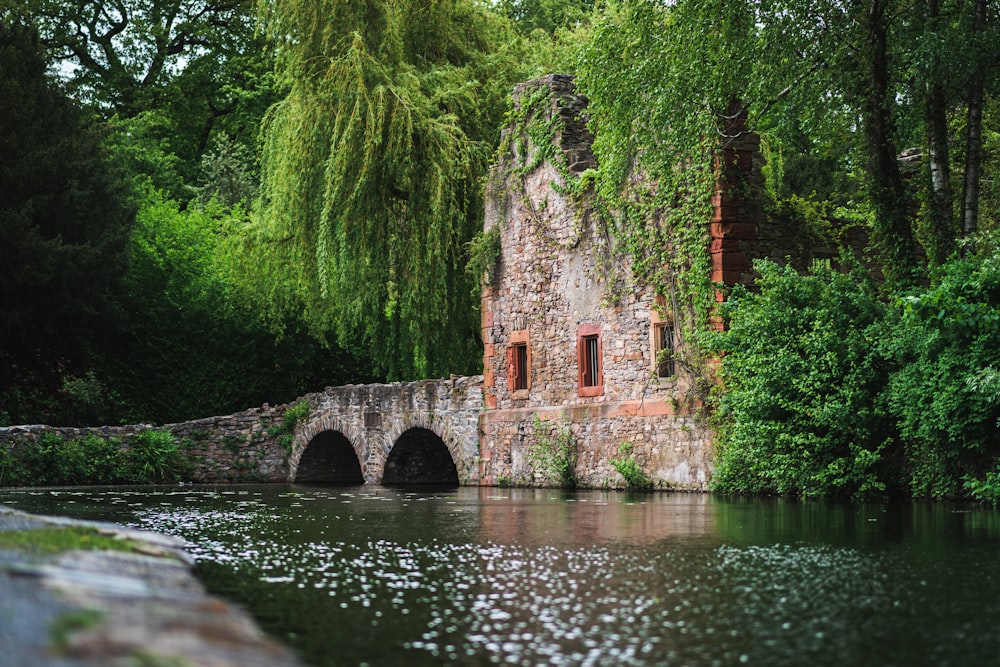 red brick building near body of water