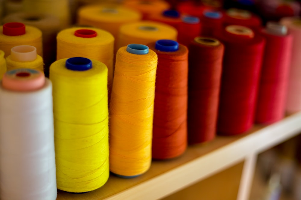 red blue yellow and orange rolled thread