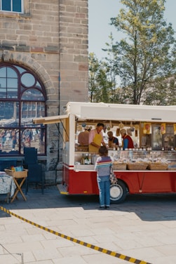 red and white food cart