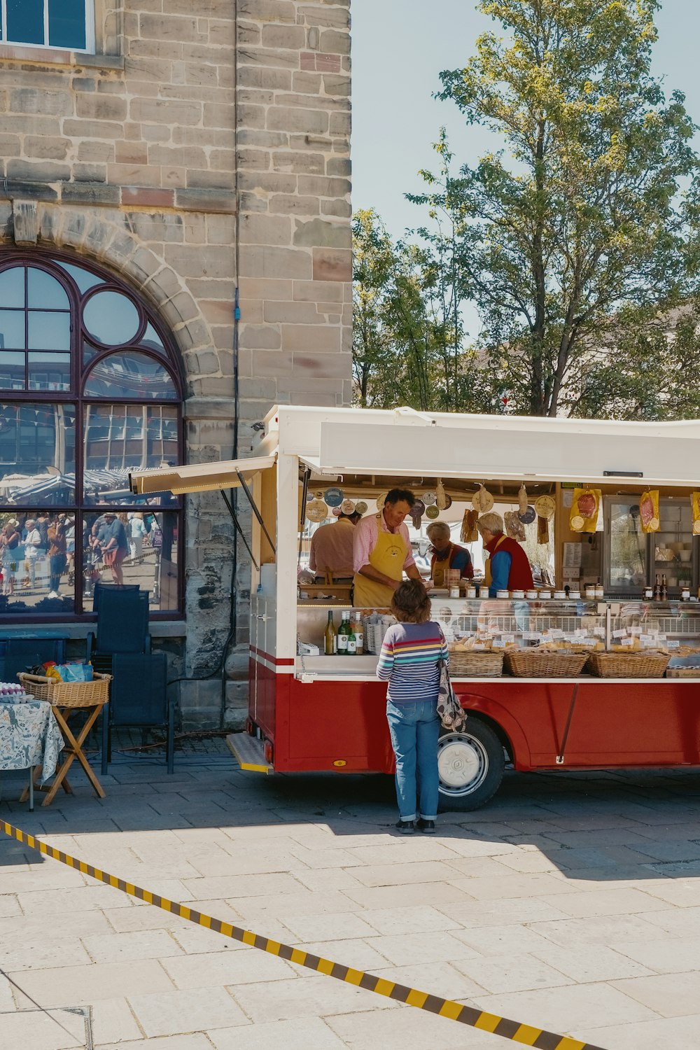 red and white food cart