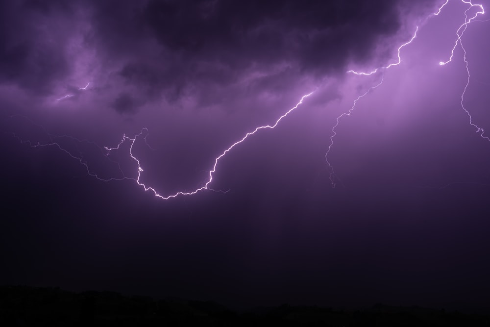 lightning strike on white clouds