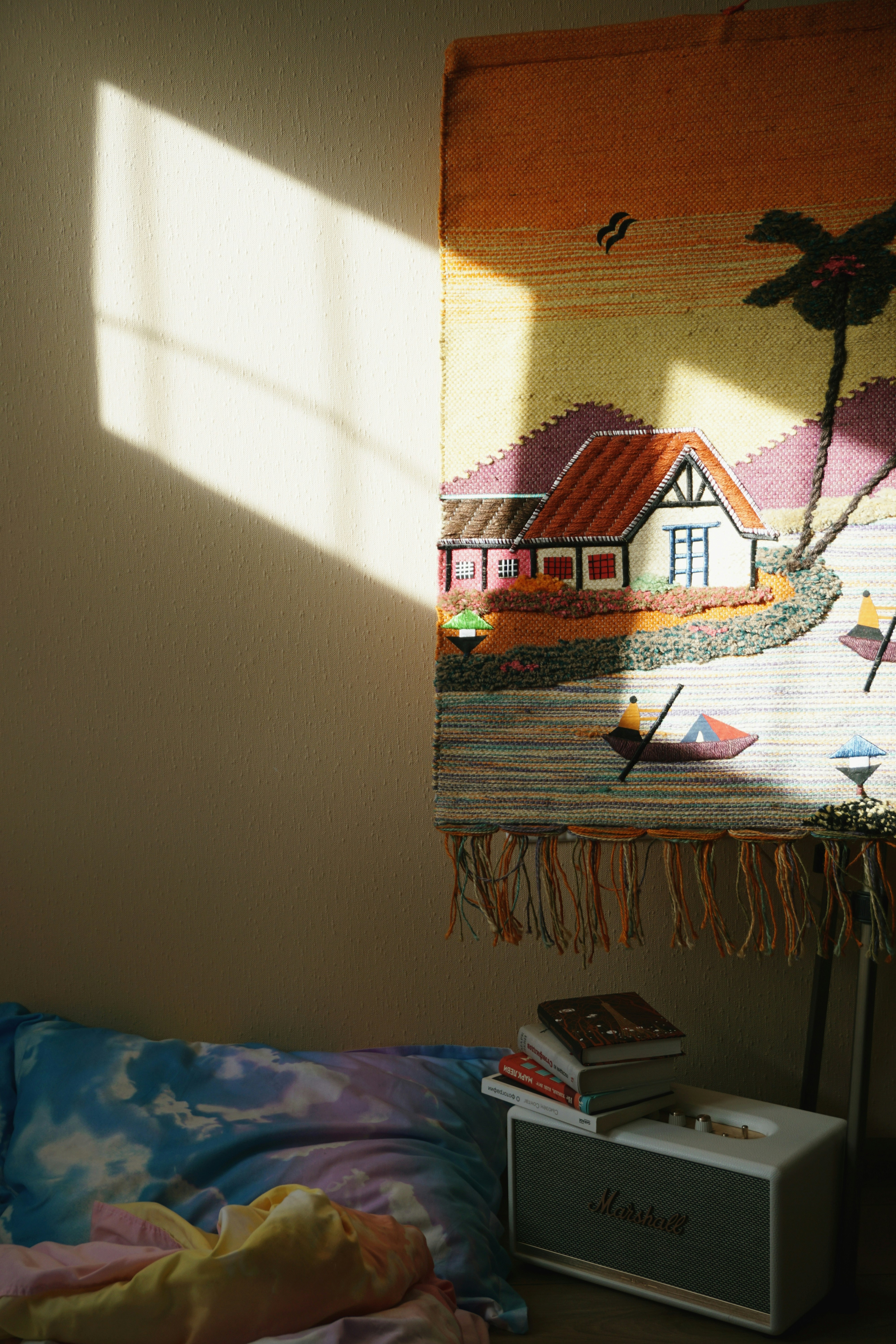 Bedroom with soothing wall art