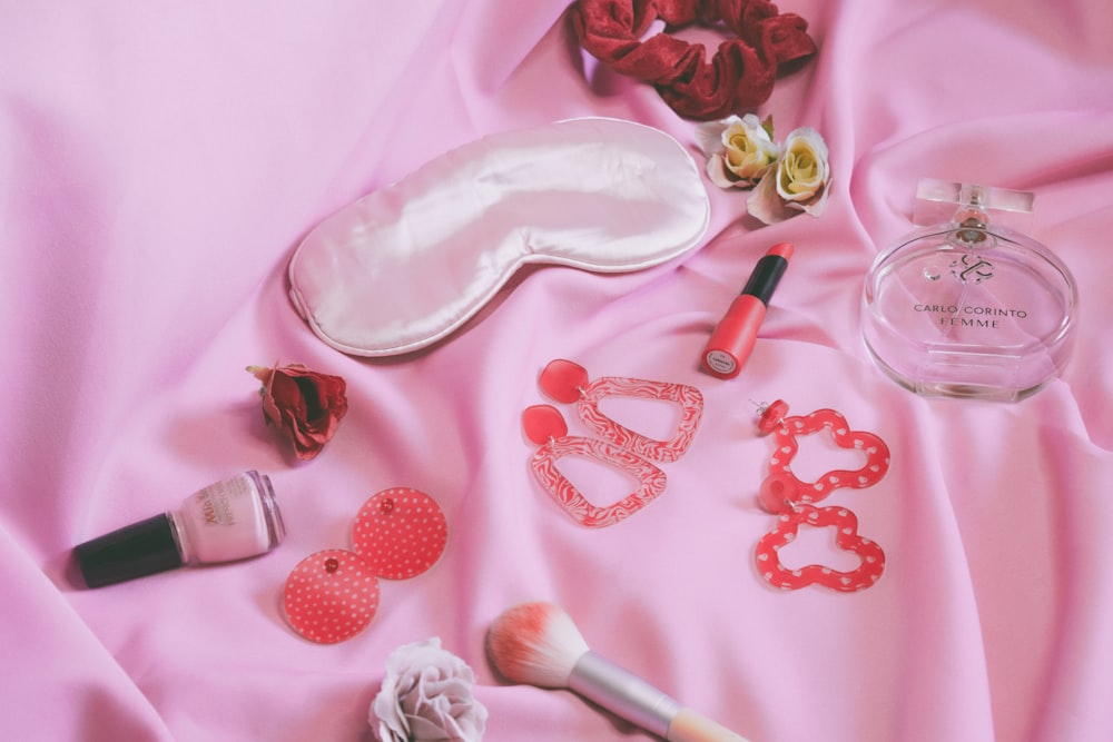 pink heart shaped decor on pink textile