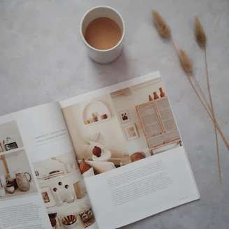 white ceramic mug on white printer paper