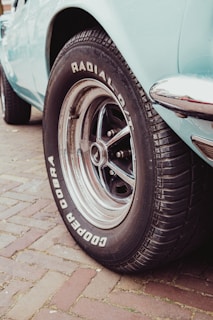 black car with chrome wheel
