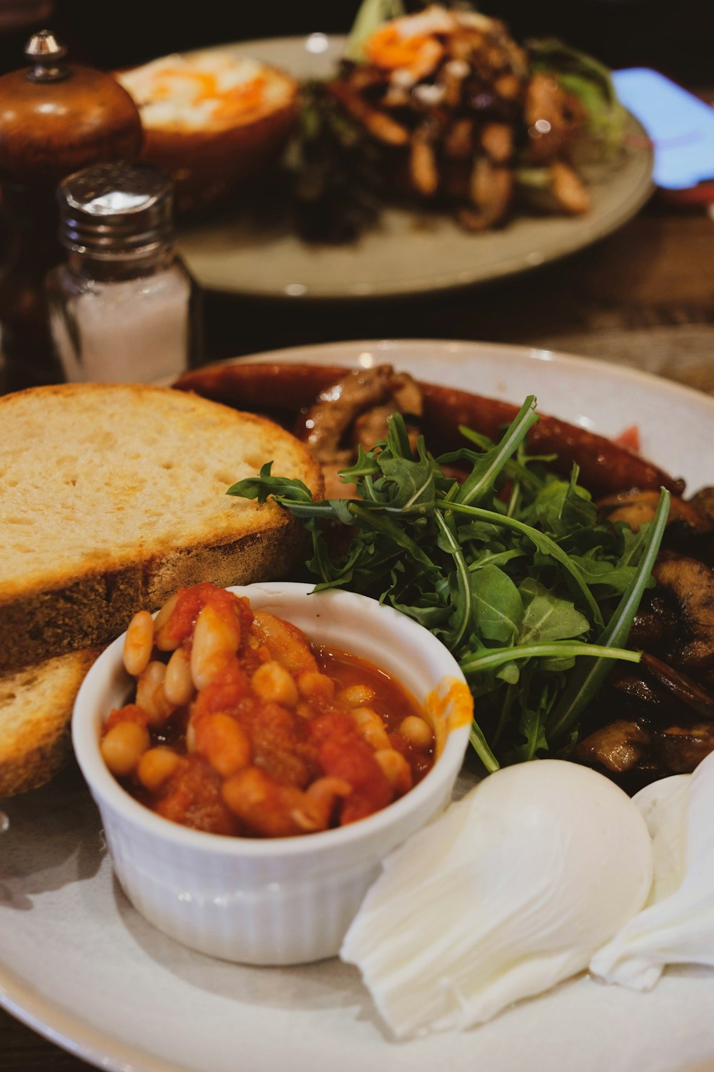 bread with sauce on white ceramic plate