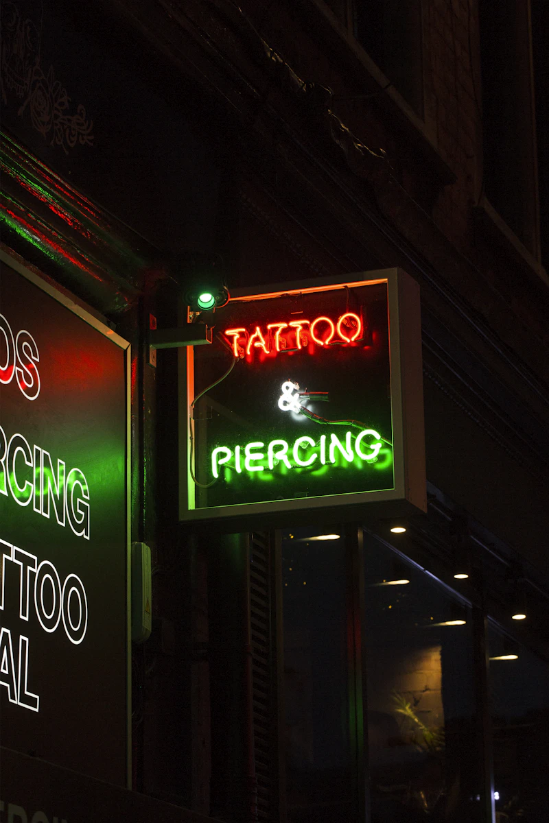 Neon tattoo shop sign