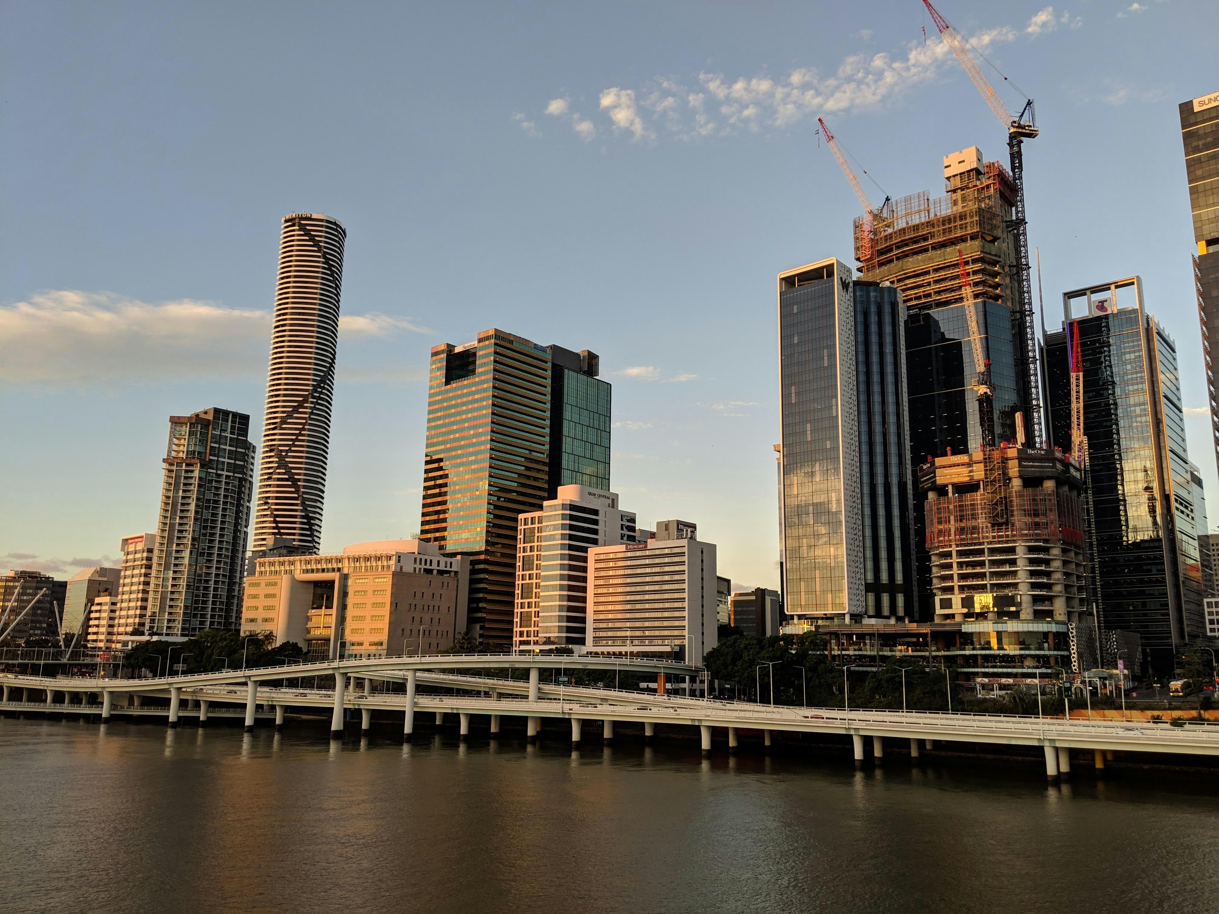 View of the Brisbane skyline at golden hour