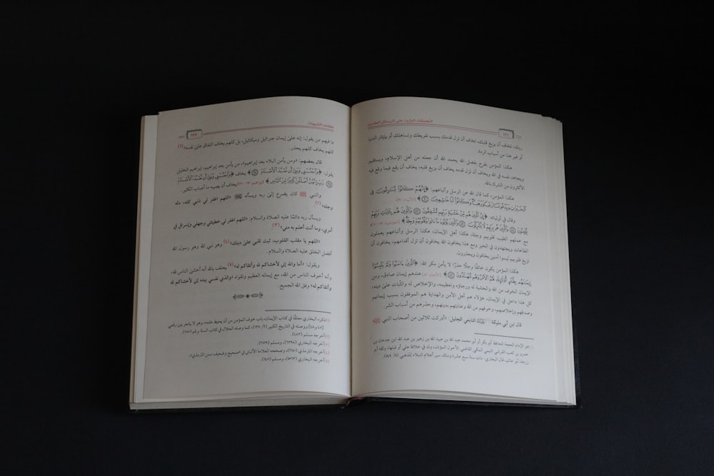 white book page with black background