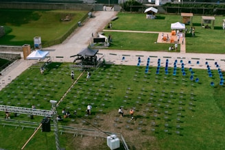 aerial view of green grass field