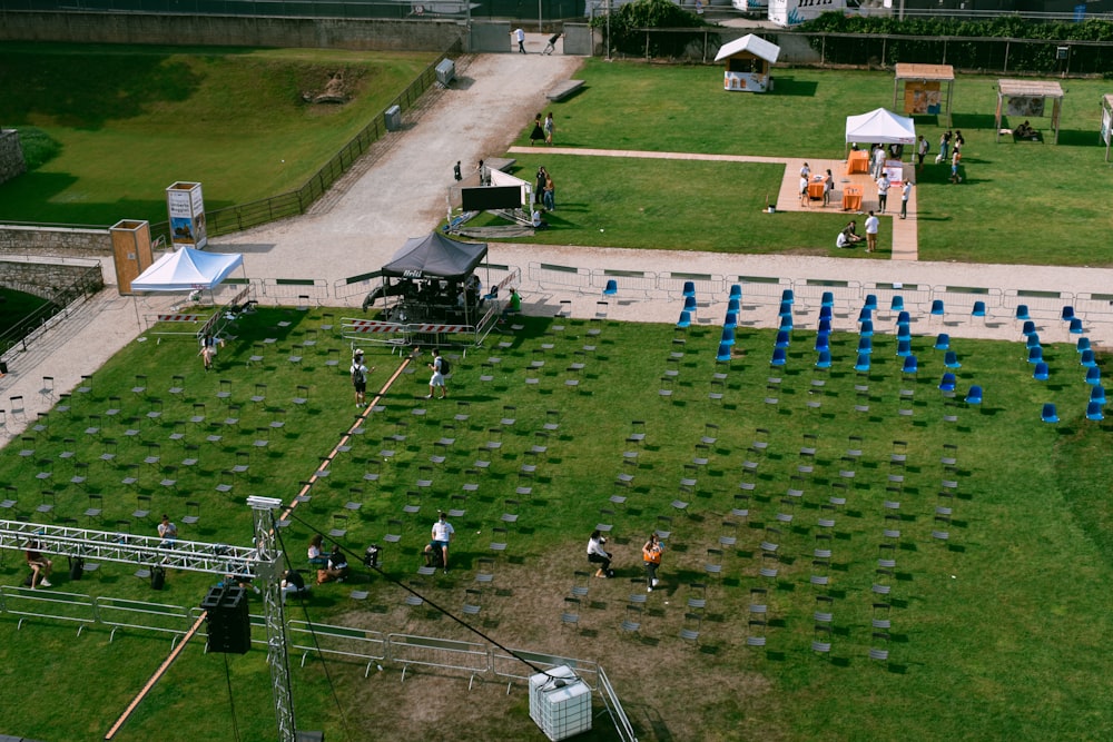 aerial view of green grass field