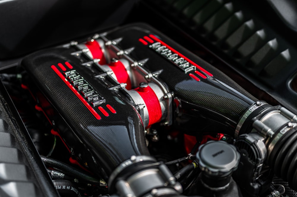a close up of the engine of a car