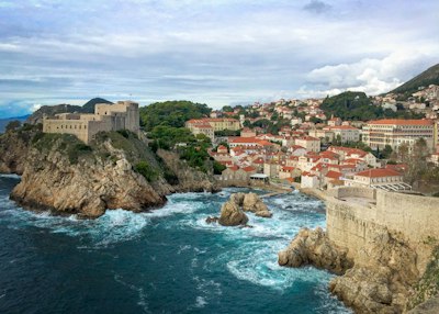 Fort and city walls above the sea at Dubrovnik