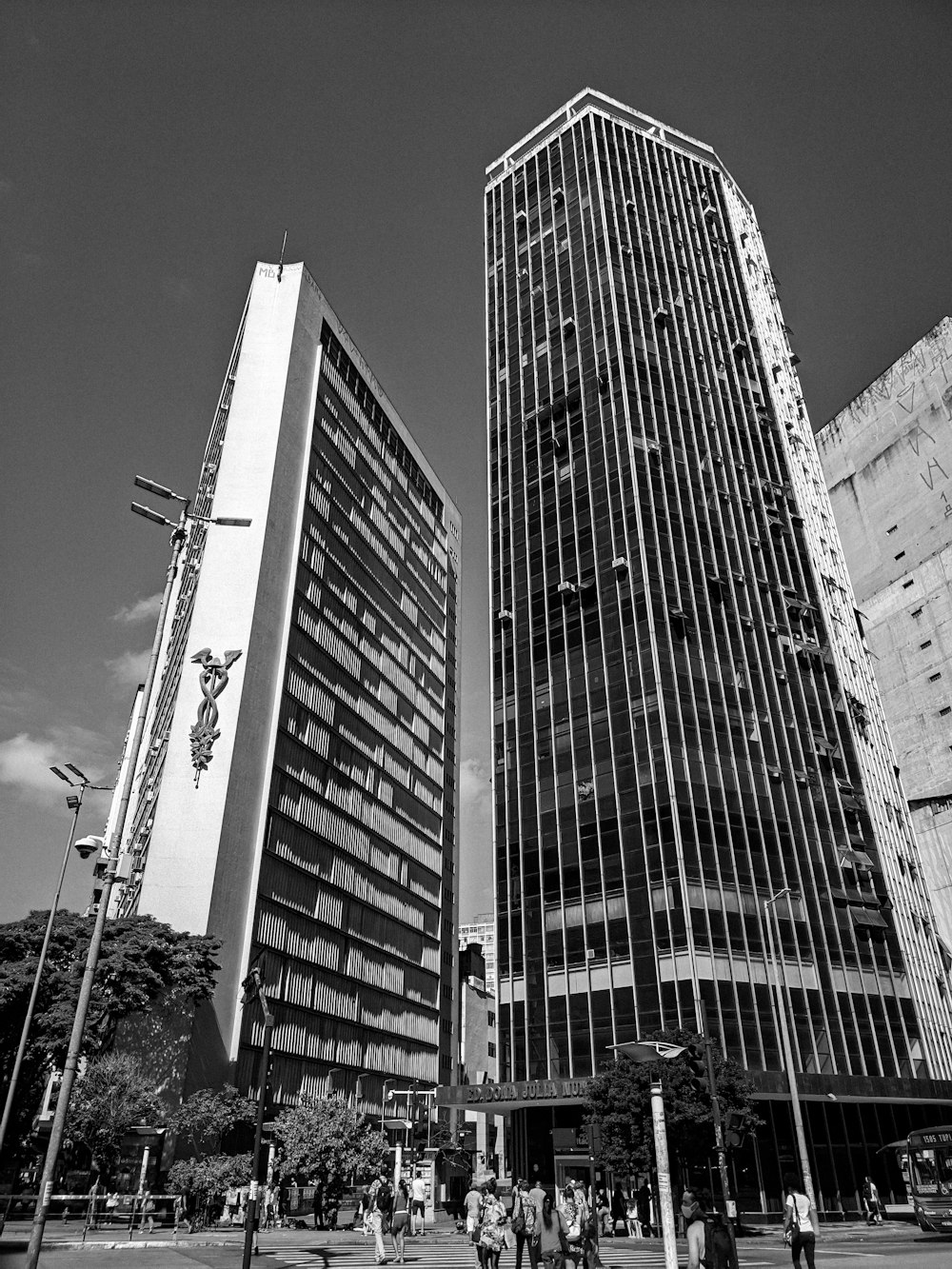 grayscale photo of high rise building