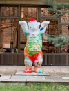 white red and blue snowman statue