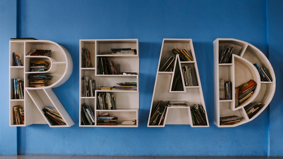 the letters read read are made out of bookshelves