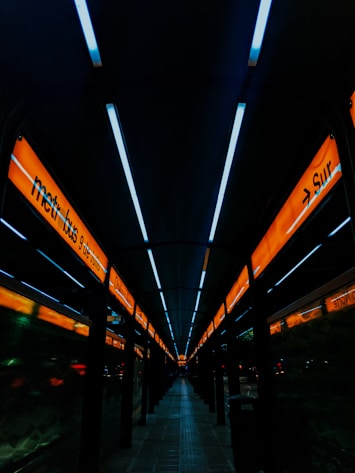 black and yellow lighted tunnel