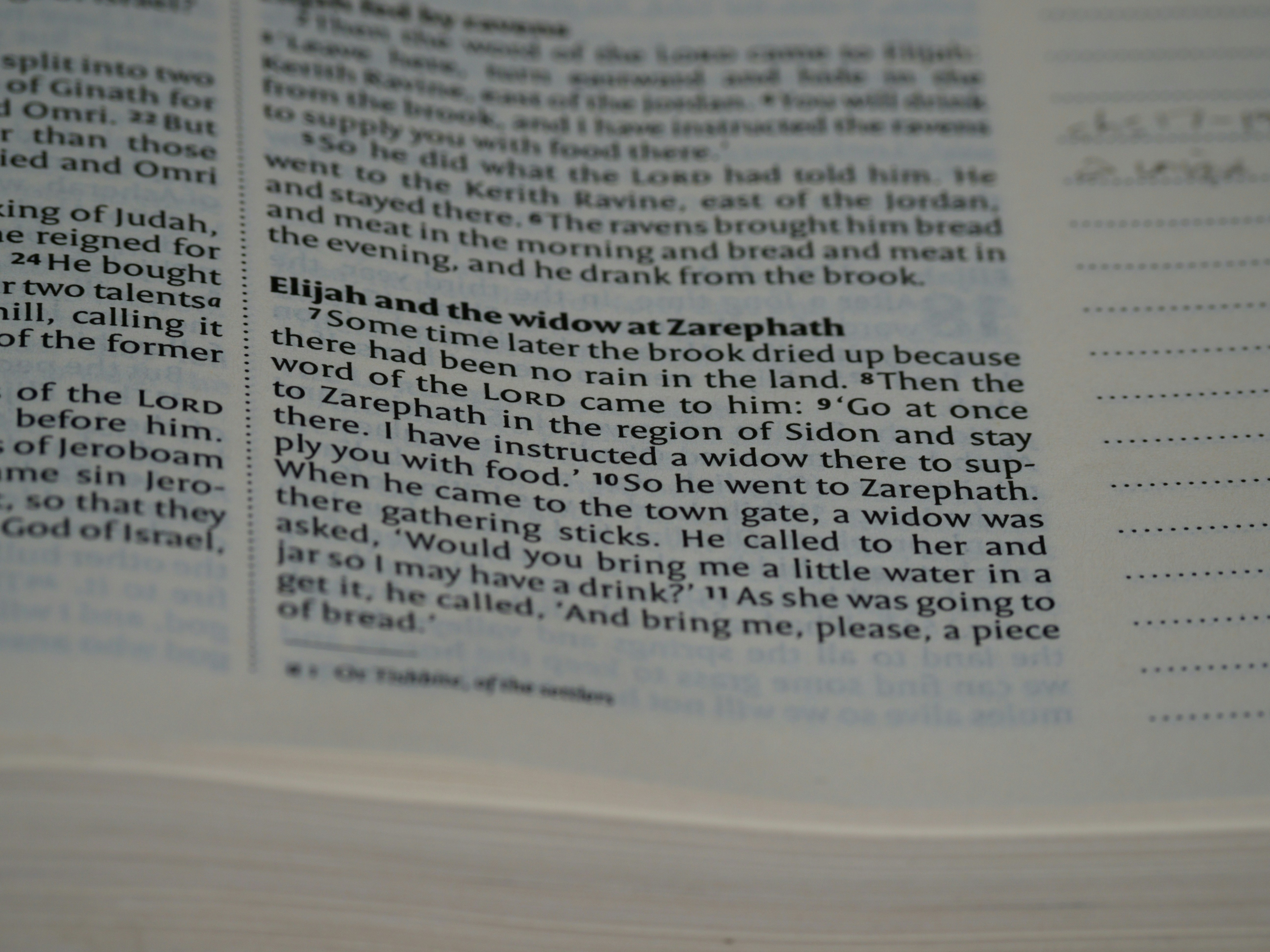 close up, bokeh, macro, blur, blurred background, close focus, bible, old testament, 1 kings, book of kings, kings, ספר מלכים‎, sêp̄er malḵîm,  hebrew bible, destruction of judah, babylon, babylonian exile, Deuteronomistic history, a history of Israel, rabbinic literature, shavuot, christian, judaism, history, text, reading, bible study, devotions, text, NIV, New International Version, type, typography, canon, christianity, holy scripture, holy bible, scripture, tanakh, nevi'im, ketuvim, septuagint, <br />