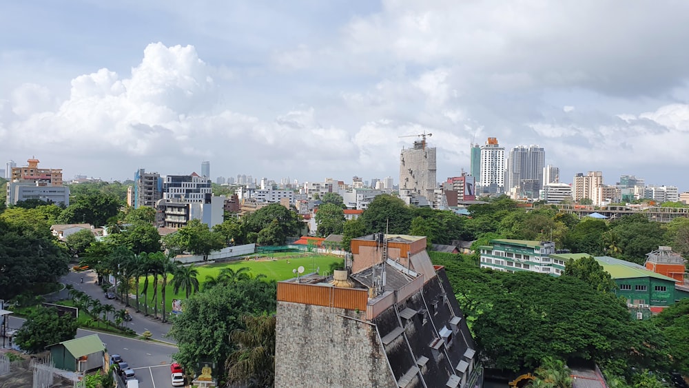 a view of a city from a tall building