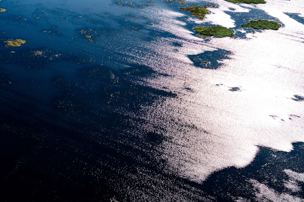 an aerial view of a body of water