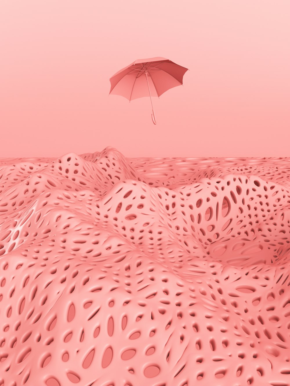 guarda-chuva cor-de-rosa no tecido branco e preto