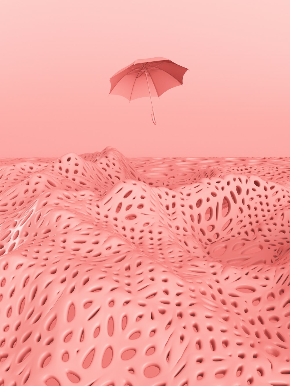 pink umbrella on white and black textile