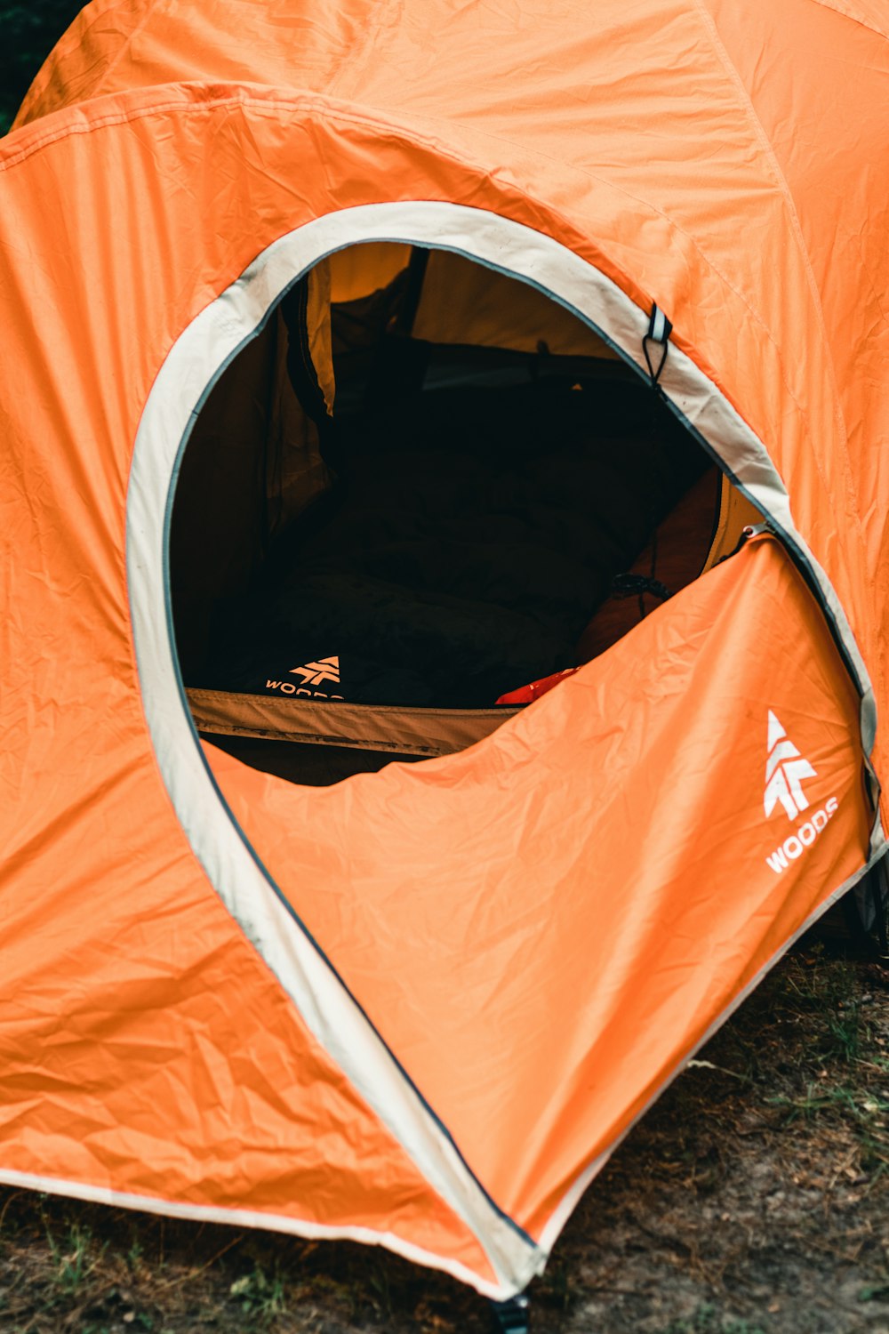orange and white dome tent