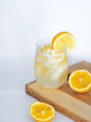 clear drinking glass with lemon juice