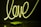 Neon light spelling out the word 'love' in bright yellow against a dark background. Below it, a closed book and a pair of eyeglasses are placed on a reflective surface, casting subtle reflections.