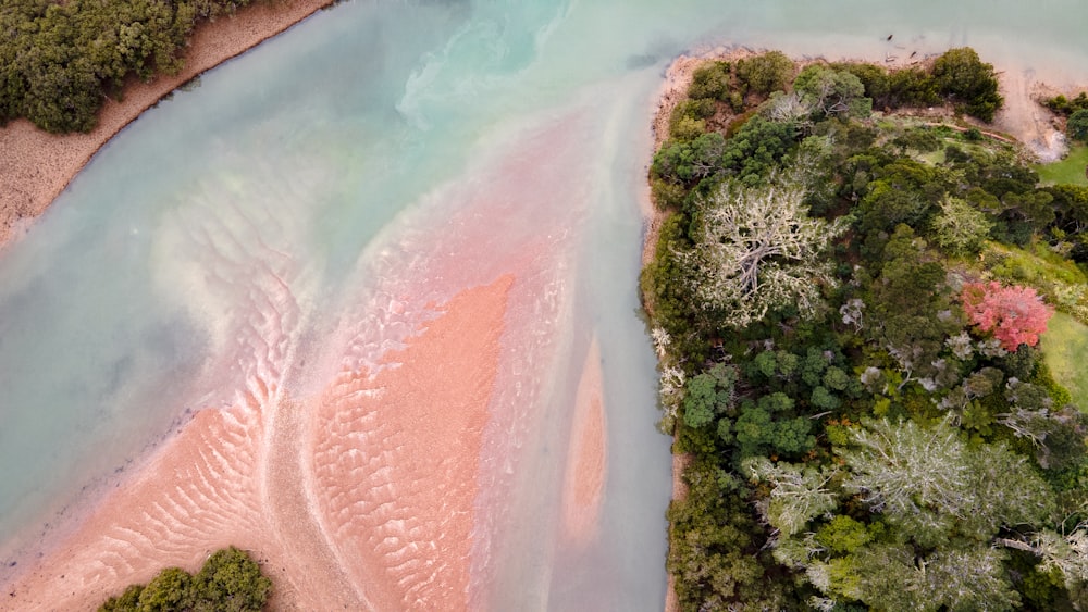 aerial view of green and brown island