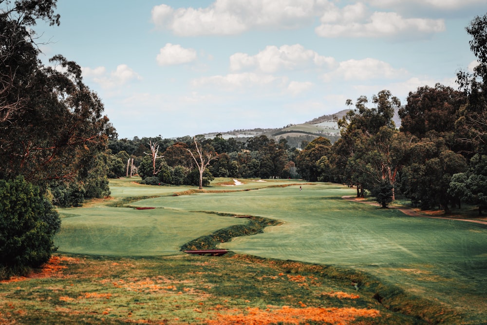 a view of a golf course from a distance