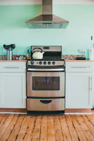 white and black gas range oven