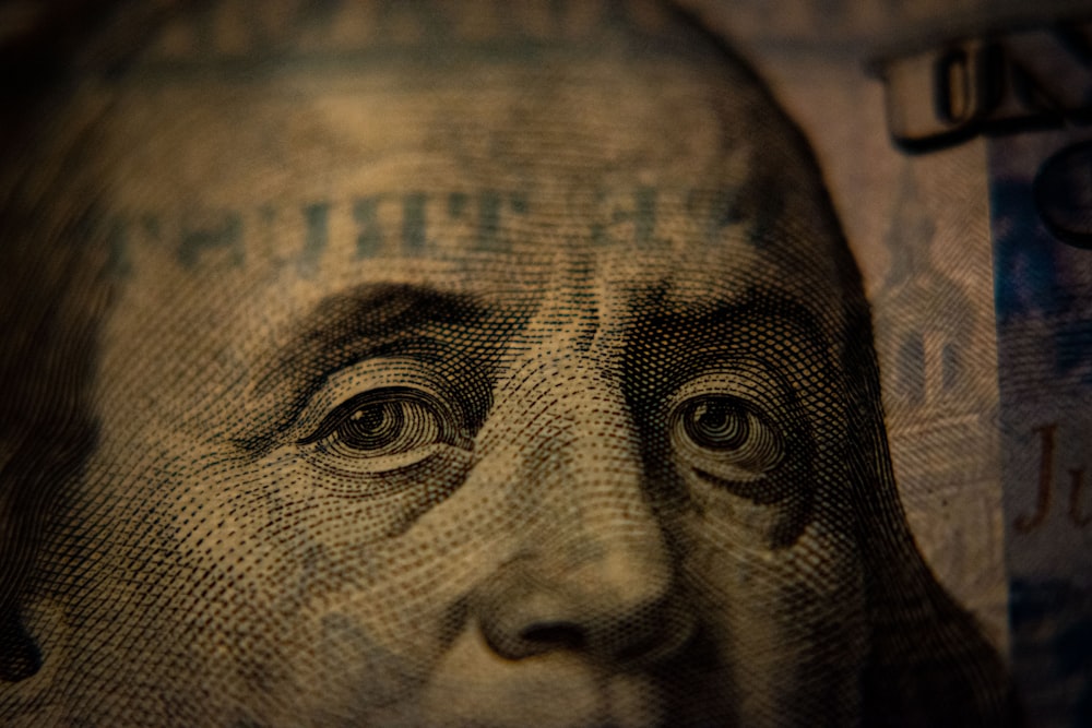um close up de uma nota de um dólar