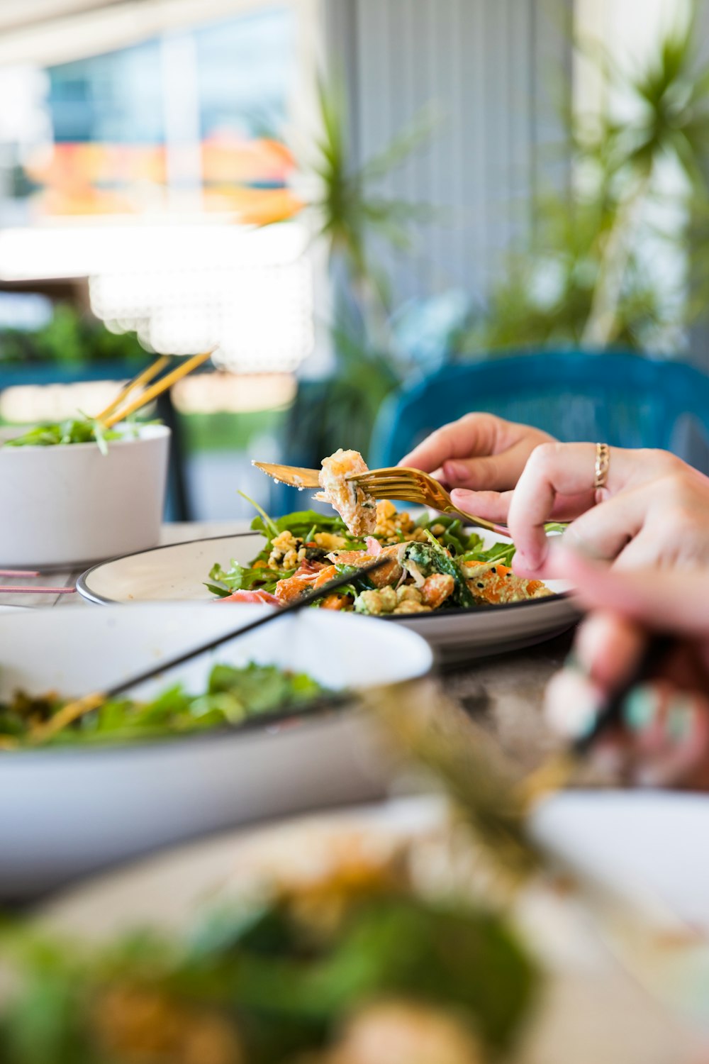 person holding brown and green vegetable dish