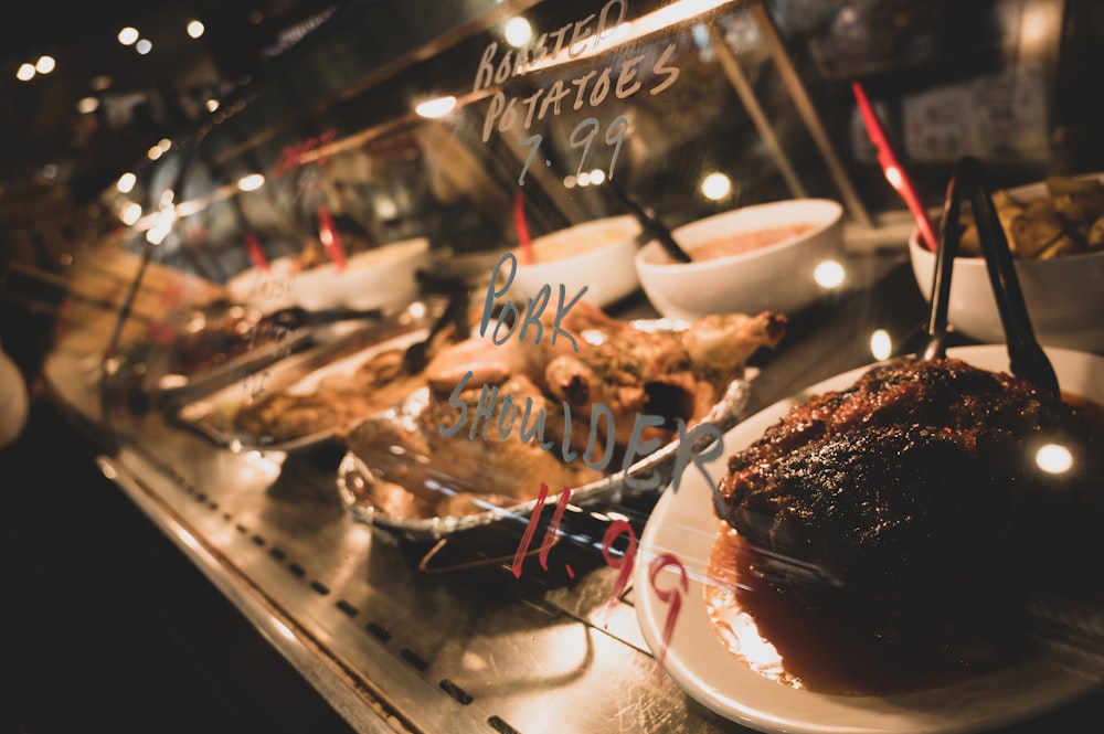 a close up of a plate of food on a table