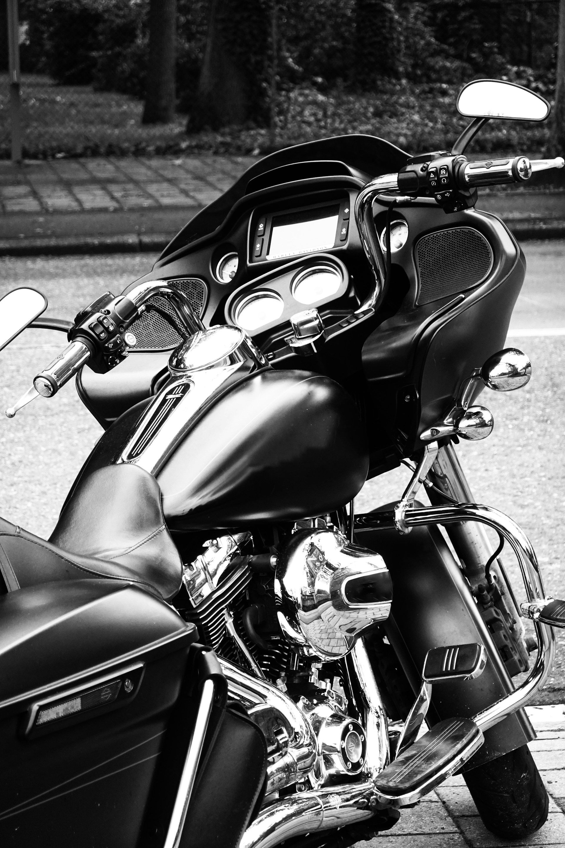 a black and white photo of a motorcycle