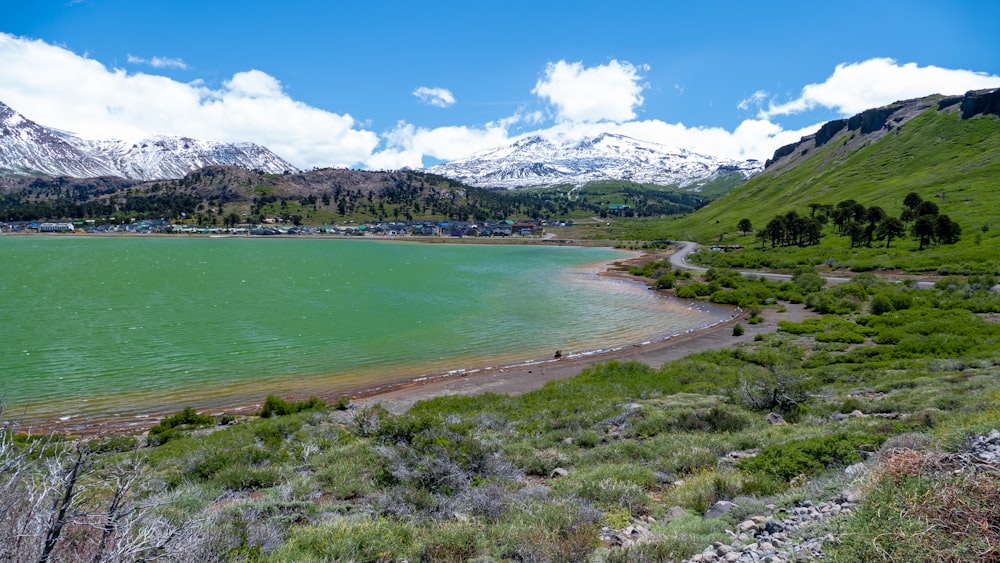 a large body of water surrounded by mountains