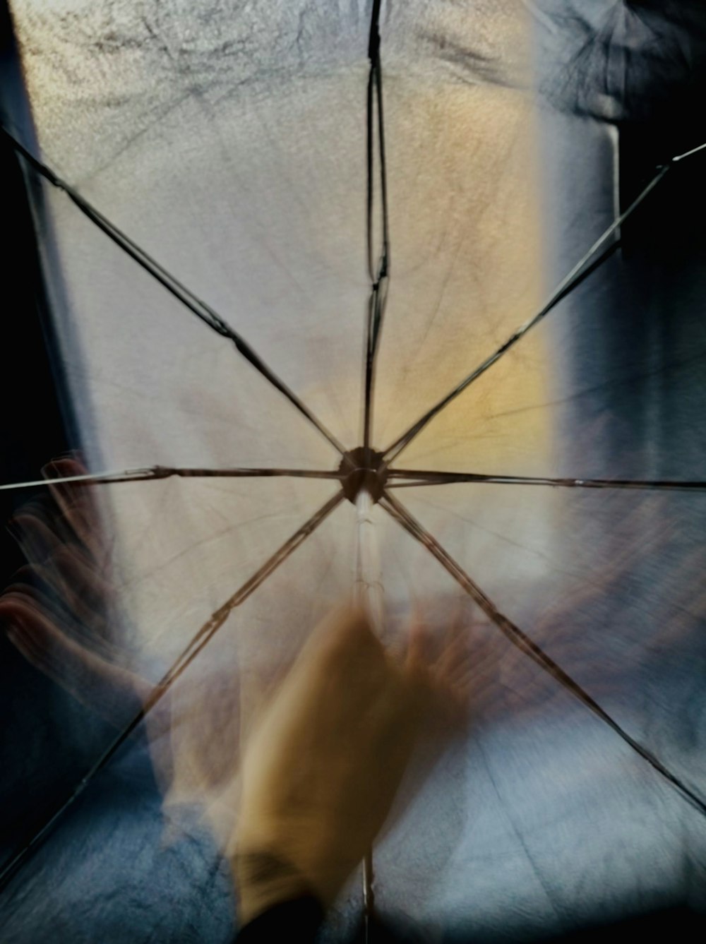 a blurry photo of a person holding an umbrella