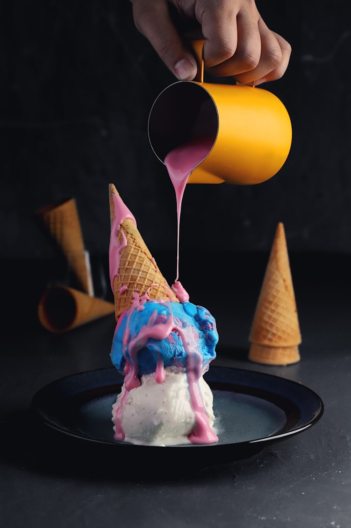 ice cream cone with topping