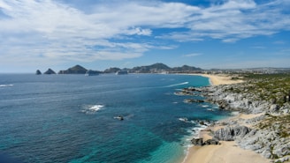 a view of a beach from a high point of view