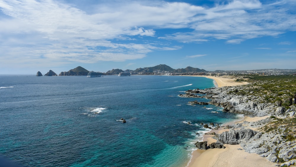 a view of a beach from a high point of view