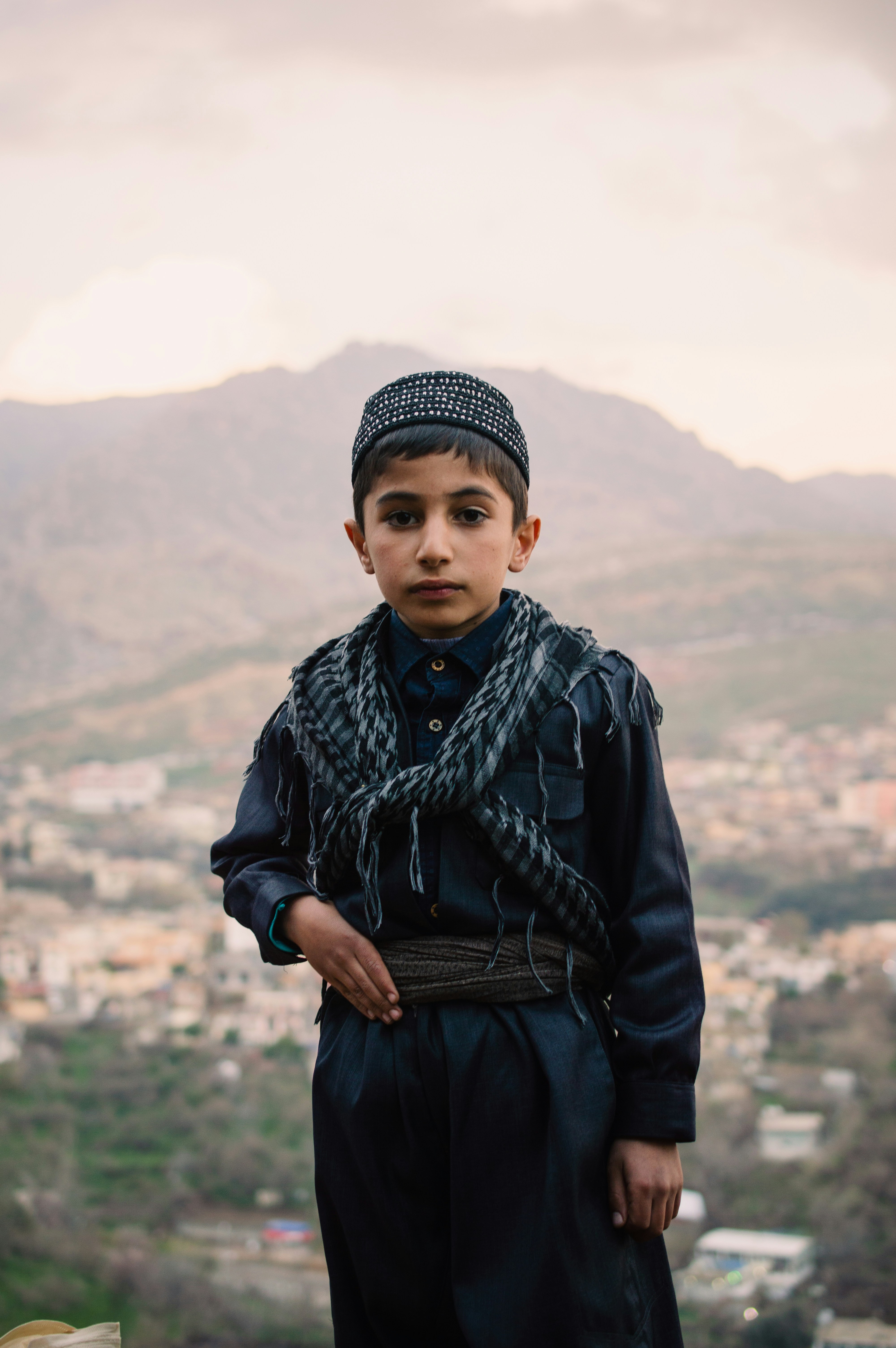Kurdish child wearing Kurdish clothes in Akre.